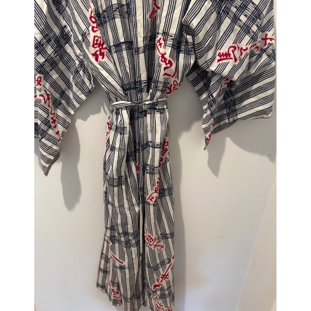 Vintage Japanese Cotton Calligraphy Kimono Robe Medium - Picture 7 of 7